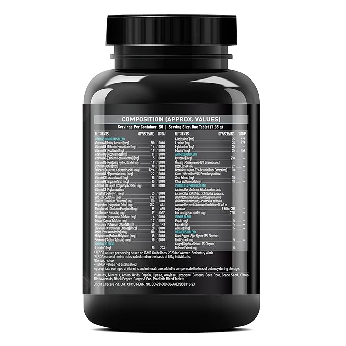 MuscleBlaze MB-VITE Daily Multivitamin, for Enhanced Energy, Stamina & Gut Health