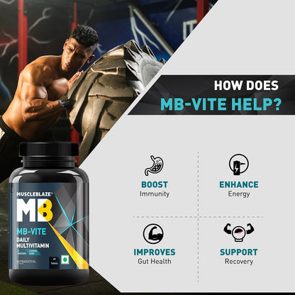 MuscleBlaze MB-VITE Daily Multivitamin, for Enhanced Energy, Stamina & Gut Health