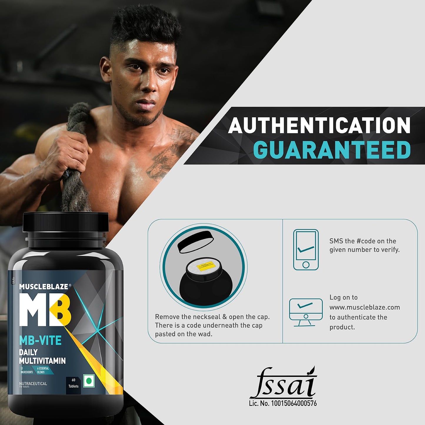 MuscleBlaze MB-VITE Daily Multivitamin, for Enhanced Energy, Stamina & Gut Health