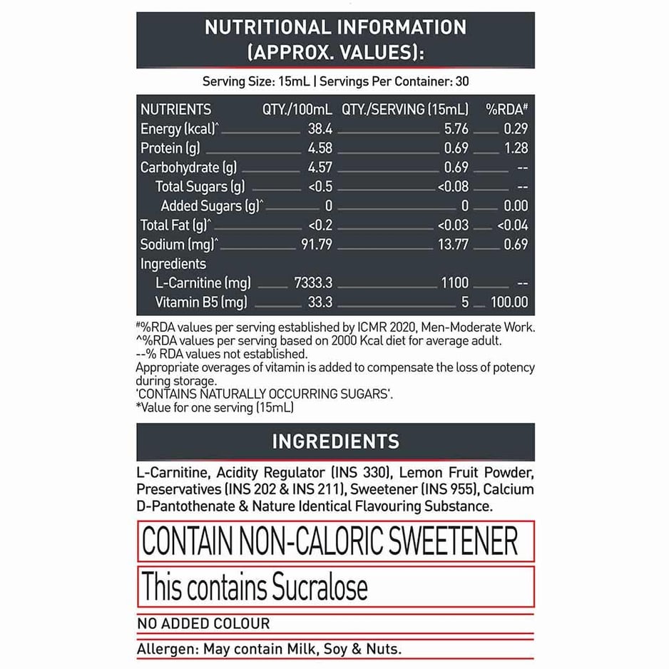 MuscleBlaze L-Carnitine Liquid for Fat Metabolism & Energy — 450ml