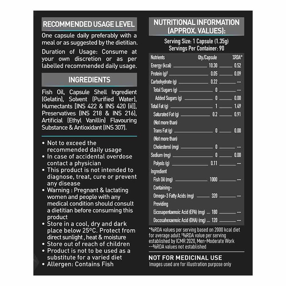 MuscleBlaze Omega 3 Fish Oil (1000 mg) with 180mg EPA and 120mg DHA