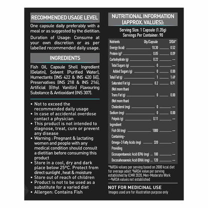 MuscleBlaze Omega 3 Fish Oil (1000 mg) with 180mg EPA and 120mg DHA